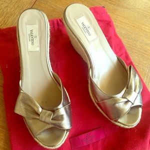 Valentino gold wedge sexy slides